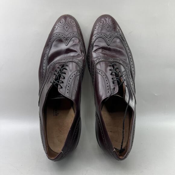 Allen Edmonds Lloyd Wingtip Oxford Men Size 14 C Burgundy Leather Brogue Shoes - Picture 5 of 11